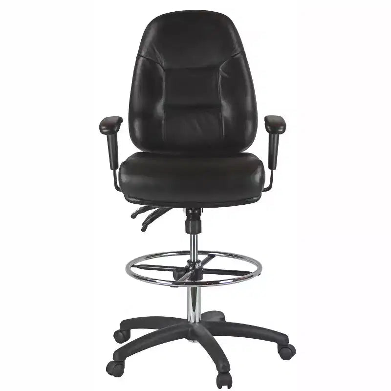 HARWICK PREMIUM LEATHER DRAFTING CHAIR WITH ARMS