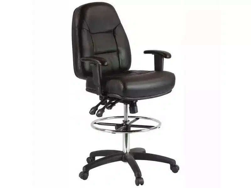 HARWICK PREMIUM LEATHER DRAFTING CHAIR WITH ARMS