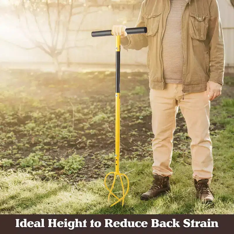 Pure Garden Adjustable Height Manual Hand Tiller