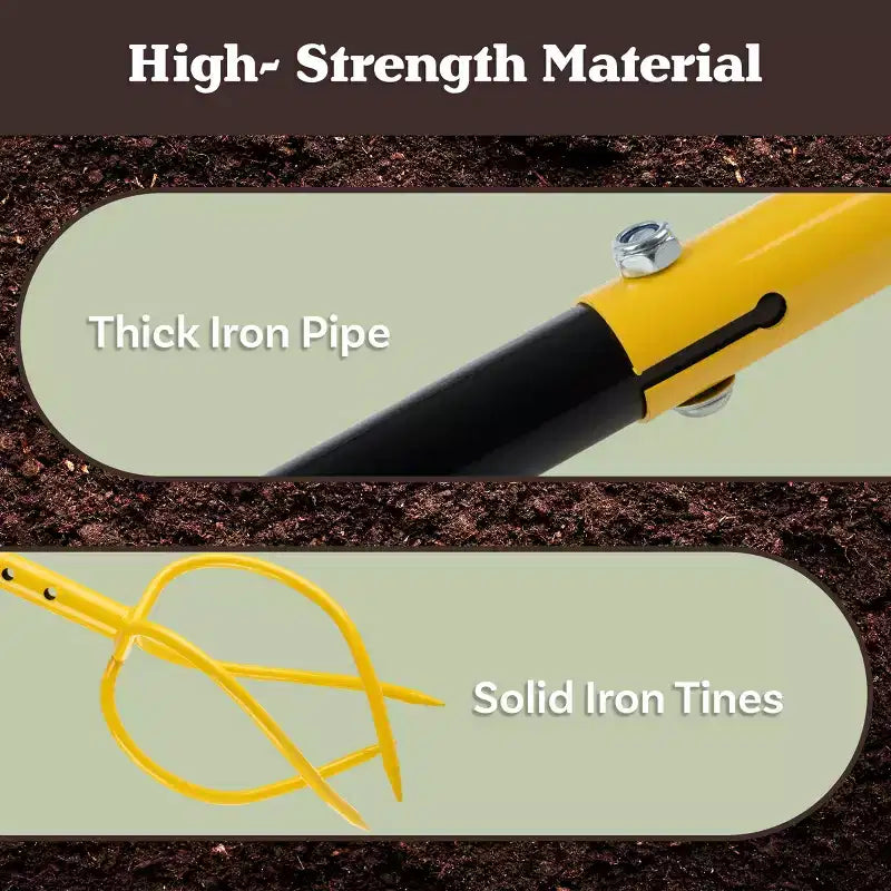 Pure Garden Adjustable Height Manual Hand Tiller