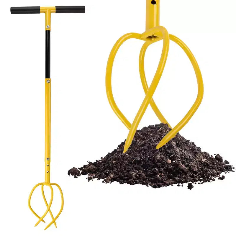 Pure Garden Adjustable Height Manual Hand Tiller