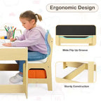 Kinder King 3-in-1 Kids Table & 2 Chairs Set with Storage, Removable Top & Blackboard, for Art, Crafts, Reading
