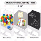 Kinder King 3-in-1 Kids Table & 2 Chairs Set with Storage, Removable Top & Blackboard, for Art, Crafts, Reading