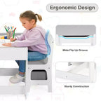 Kinder King 3-in-1 Kids Table & 2 Chairs Set with Storage, Removable Top & Blackboard, for Art, Crafts, Reading