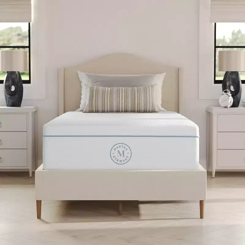 Martha Stewart SleepComplete 12 Medium Dual-Action Cooling Gel and Green Tea Memory Foam Mattress with Soft Breathable Recycled Jacquard Quilted Top