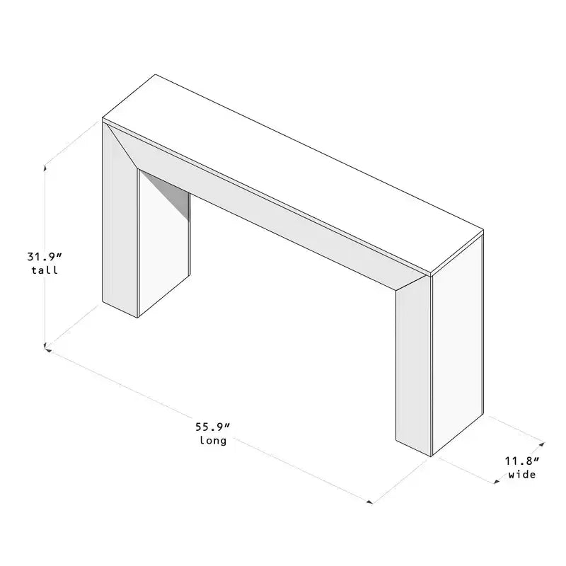 Plank+Beam Grand Console table, 56 Solid Wood Modern Sofa Table, Entryway Table for Hallway, Behind the Couch, Living Room, Foye
