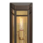 John Timberland Catie 21 High Modern 2-Light Outdoor Wall Light Fixture Mount Porch House Set of 2 Sand Bronze and Brass Finish Aluminum Glass Shade
