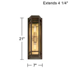 John Timberland Catie 21 High Modern 2-Light Outdoor Wall Light Fixture Mount Porch House Set of 2 Sand Bronze and Brass Finish Aluminum Glass Shade