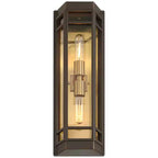 John Timberland Catie 21 High Modern 2-Light Outdoor Wall Light Fixture Mount Porch House Set of 2 Sand Bronze and Brass Finish Aluminum Glass Shade