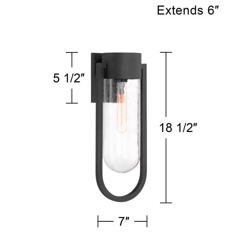 Possini Euro Design Villa Lane 18 1/2 High Modern Outdoor Wall Light Fixture Mount Porch House Exterior Set of 2 Weatherproof Black Clear Glass Shade