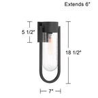Possini Euro Design Villa Lane 18 1/2 High Modern Outdoor Wall Light Fixture Mount Porch House Exterior Set of 2 Weatherproof Black Clear Glass Shade