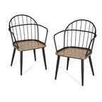 5 Piece Dining Table Set Dining Set with 4 Dining Chairs and Round/Square Table, Black+Natural/Walnut-ModernLuxe