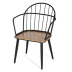 5 Piece Dining Table Set Dining Set with 4 Dining Chairs and Round/Square Table, Black+Natural/Walnut-ModernLuxe