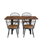 5 Piece Dining Table Set Dining Set with 4 Dining Chairs and Round/Square Table, Black+Natural/Walnut-ModernLuxe