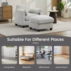 HYLEORY Single Armchair with Ottoman, Modern Corduroy Cloud Couch with Convertible Chaise, Upholstered Sofa Set for Living Room and Office