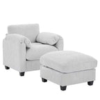 HYLEORY Single Armchair with Ottoman, Modern Corduroy Cloud Couch with Convertible Chaise, Upholstered Sofa Set for Living Room and Office