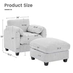 HYLEORY Single Armchair with Ottoman, Modern Corduroy Cloud Couch with Convertible Chaise, Upholstered Sofa Set for Living Room and Office