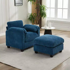 HYLEORY Single Armchair with Ottoman, Modern Corduroy Cloud Couch with Convertible Chaise, Upholstered Sofa Set for Living Room and Office