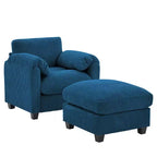 HYLEORY Single Armchair with Ottoman, Modern Corduroy Cloud Couch with Convertible Chaise, Upholstered Sofa Set for Living Room and Office