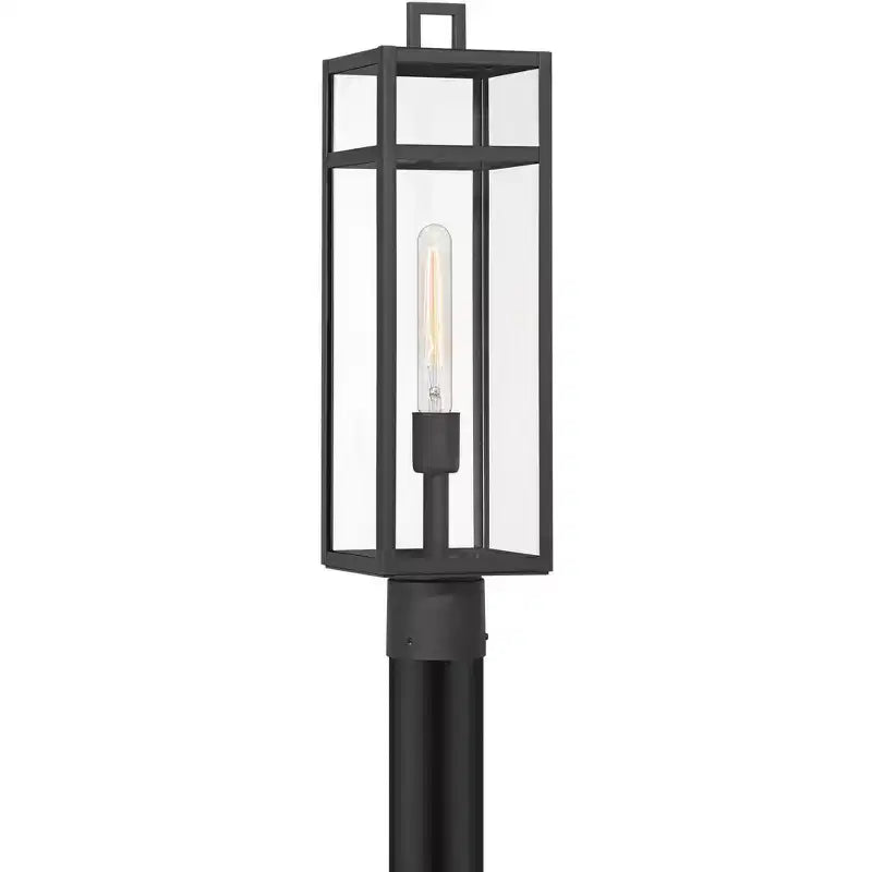 John Timberland San Lucas 21 3/4 High Modern Outdoor Post Light Fixture Pole Porch House Exterior Weatherproof Sand Black Metal Clear Glass Shade