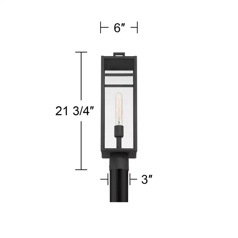 John Timberland San Lucas 21 3/4 High Modern Outdoor Post Light Fixture Pole Porch House Exterior Weatherproof Sand Black Metal Clear Glass Shade