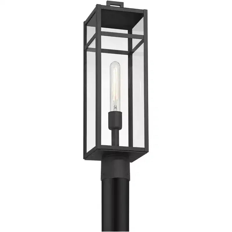 John Timberland San Lucas 21 3/4 High Modern Outdoor Post Light Fixture Pole Porch House Exterior Weatherproof Sand Black Metal Clear Glass Shade
