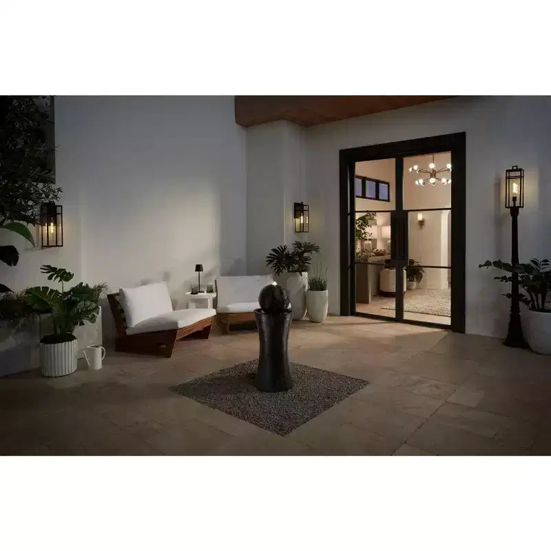 John Timberland San Lucas 21 3/4 High Modern Outdoor Post Light Fixture Pole Porch House Exterior Weatherproof Sand Black Metal Clear Glass Shade
