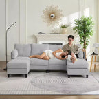 Mjkone 89 U Shaped Sectional Couches with 2 Ottomans,6-Seater Sofa