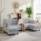 Mjkone 89 U Shaped Sectional Couches with 2 Ottomans,6-Seater Sofa