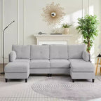 Mjkone 89 U Shaped Sectional Couches with 2 Ottomans,6-Seater Sofa