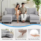 Mjkone 89 U Shaped Sectional Couches with 2 Ottomans,6-Seater Sofa