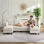 Mjkone 89 U Shaped Sectional Couches with 2 Ottomans,6-Seater Sofa