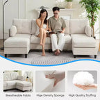 Mjkone 89 U Shaped Sectional Couches with 2 Ottomans,6-Seater Sofa