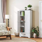 HOMCOM 72 Farmhouse Pantry Cabinet with Barn Doors, Tall Kitchen Pantry Storage Cabinet with Adjustable Shelves and Drawer