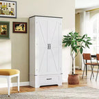 HOMCOM 72 Farmhouse Pantry Cabinet with Barn Doors, Tall Kitchen Pantry Storage Cabinet with Adjustable Shelves and Drawer