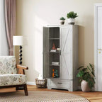 HOMCOM 72 Farmhouse Pantry Cabinet with Barn Doors, Tall Kitchen Pantry Storage Cabinet with Adjustable Shelves and Drawer