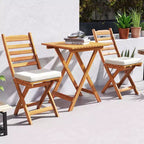Costway 3-Piece Folding Bistro Set with Removable Seat Cushions Outdoor Table and Chairs