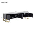 80'' Modern TV Stand with Metal Legs & Gold Handles, Media Console with Cabinets & Adjustable Shelves for Living Room