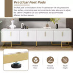 80'' Modern TV Stand with Metal Legs & Gold Handles, Media Console with Cabinets & Adjustable Shelves for Living Room