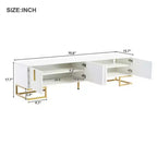 80'' Modern TV Stand with Metal Legs & Gold Handles, Media Console with Cabinets & Adjustable Shelves for Living Room