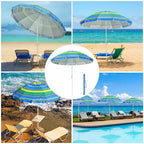 Yescom 7Ft Striped Outdoor Umbrella UV Protection Sunshade Tilt Sand Anchor Green+Blue