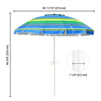 Yescom 7Ft Striped Outdoor Umbrella UV Protection Sunshade Tilt Sand Anchor Green+Blue