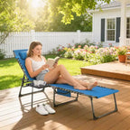Outsunny Folding Chaise Lounge Chair Outdoor Tanning Chair with 5-Level Adjustable Back, Side Table, Pillow, Pocket for Yard, Beach, Pool