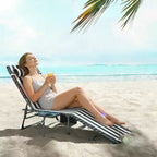 Outsunny Folding Chaise Lounge Chair Outdoor Tanning Chair with 5-Level Adjustable Back, Side Table, Pillow, Pocket for Yard, Beach, Pool