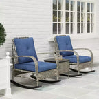 Outsunny 3 Pieces Patio Furniture Set, Wicker Rocking Chairs with Coffee Table, Cushions, Outdoor Bistro Set for Porch, Garden