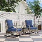 Outsunny 3 Pieces Patio Furniture Set, Wicker Rocking Chairs with Coffee Table, Cushions, Outdoor Bistro Set for Porch, Garden
