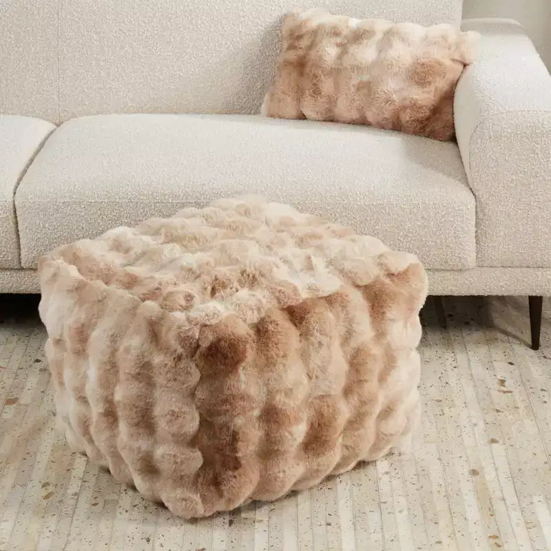 Saro Lifestyle Plush Bubble Faux Fur Pouf