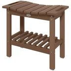 Outsunny 2-Tier Outdoor Side Table, Weather Resistant Shower Bench with Handles, Non-Slip Pads