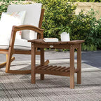 Outsunny 2-Tier Outdoor Side Table, Weather Resistant Shower Bench with Handles, Non-Slip Pads