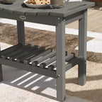 Outsunny 2-Tier Outdoor Side Table, Weather Resistant Shower Bench with Handles, Non-Slip Pads